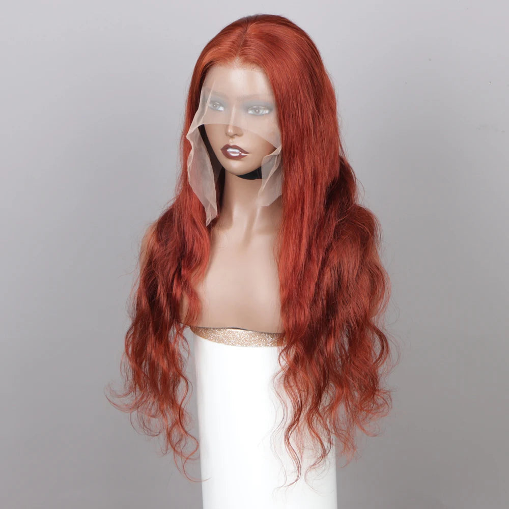 Reddish Color 13x4 Swiss lace frontal wig is made from 100% Remy human hair