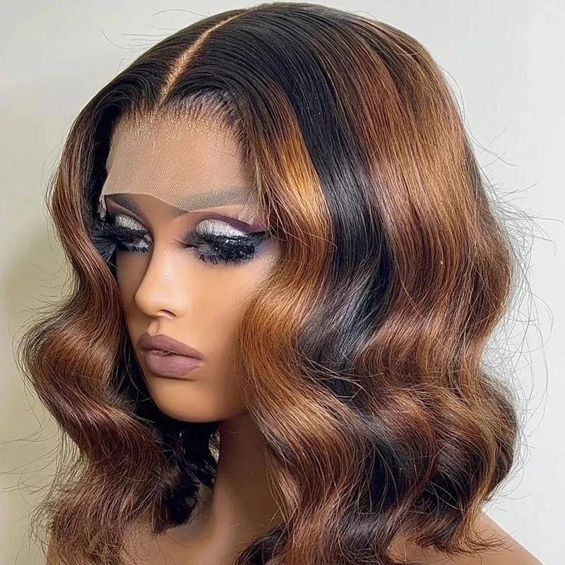 Dark Blond Double Drawn Remy Human Hair HD Lace Frontal Wig With Bang