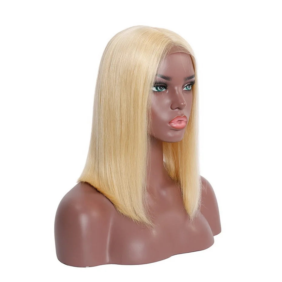 Blonde Bob Wig Human Hair 4x4 Lace Front Wig Short Straight