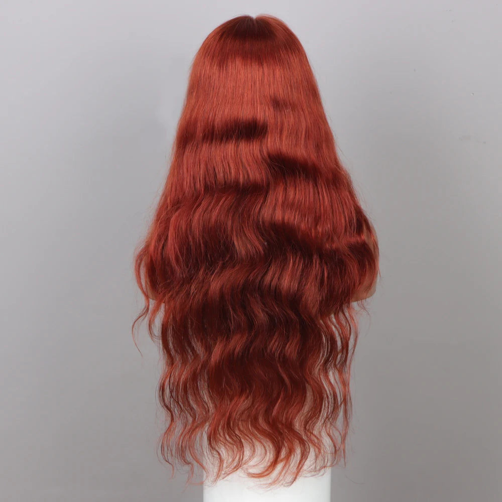 Reddish Color 13x4 Swiss lace frontal wig is made from 100% Remy human hair