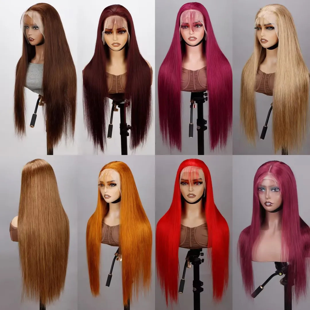 Reddish Color 13x4 Swiss lace frontal wig is made from 100% Remy human hair