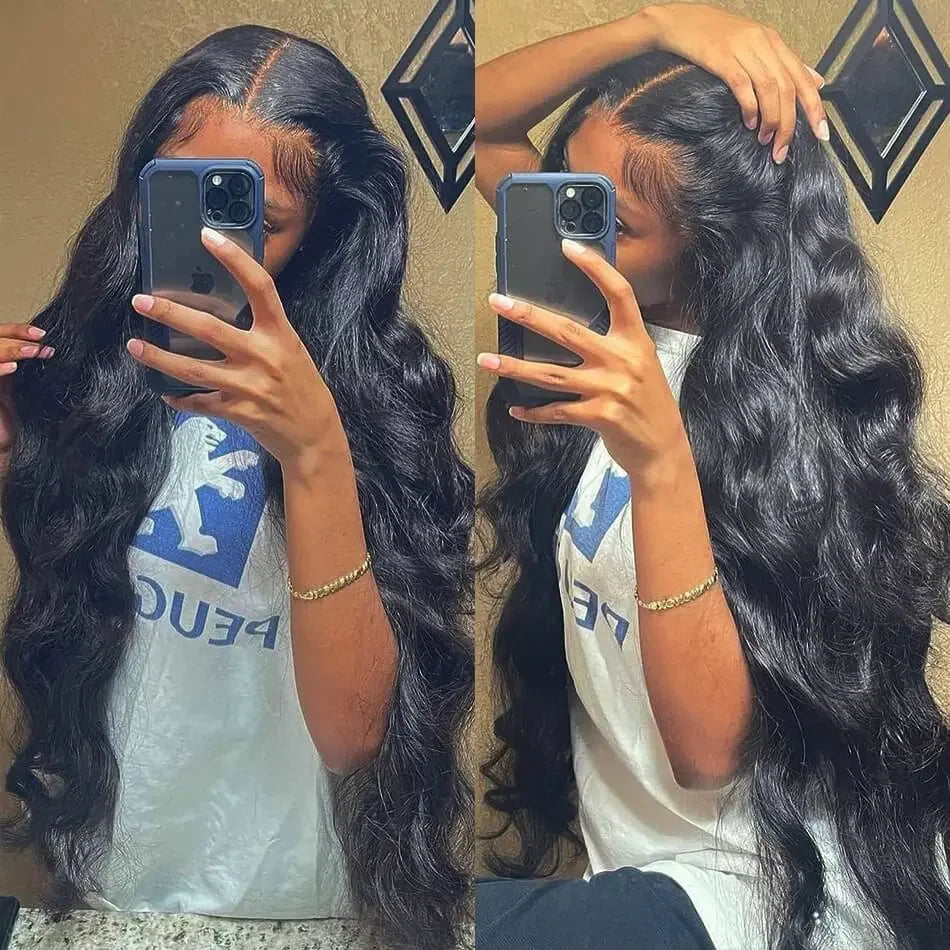 Black Body Wave Brazilian HD Swiss Lace Frontal Wig Hair 13x4 13x6