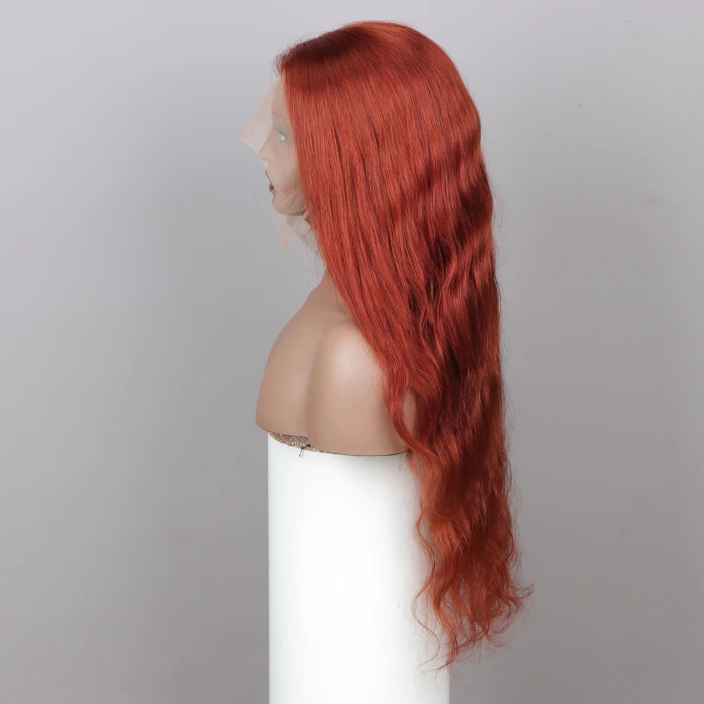 Reddish Color 13x4 Swiss lace frontal wig is made from 100% Remy human hair
