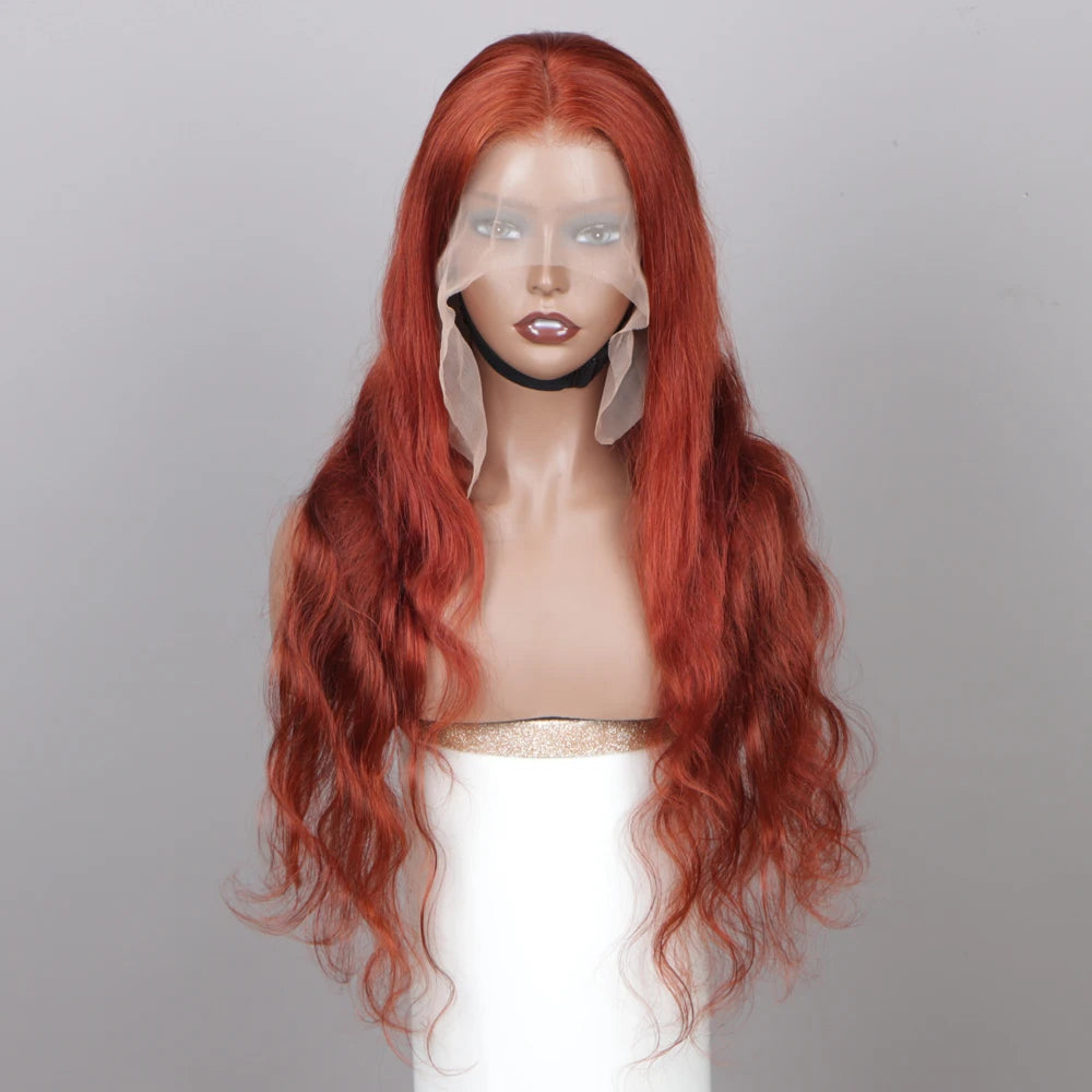 Reddish Color 13x4 Swiss lace frontal wig is made from 100% Remy human hair