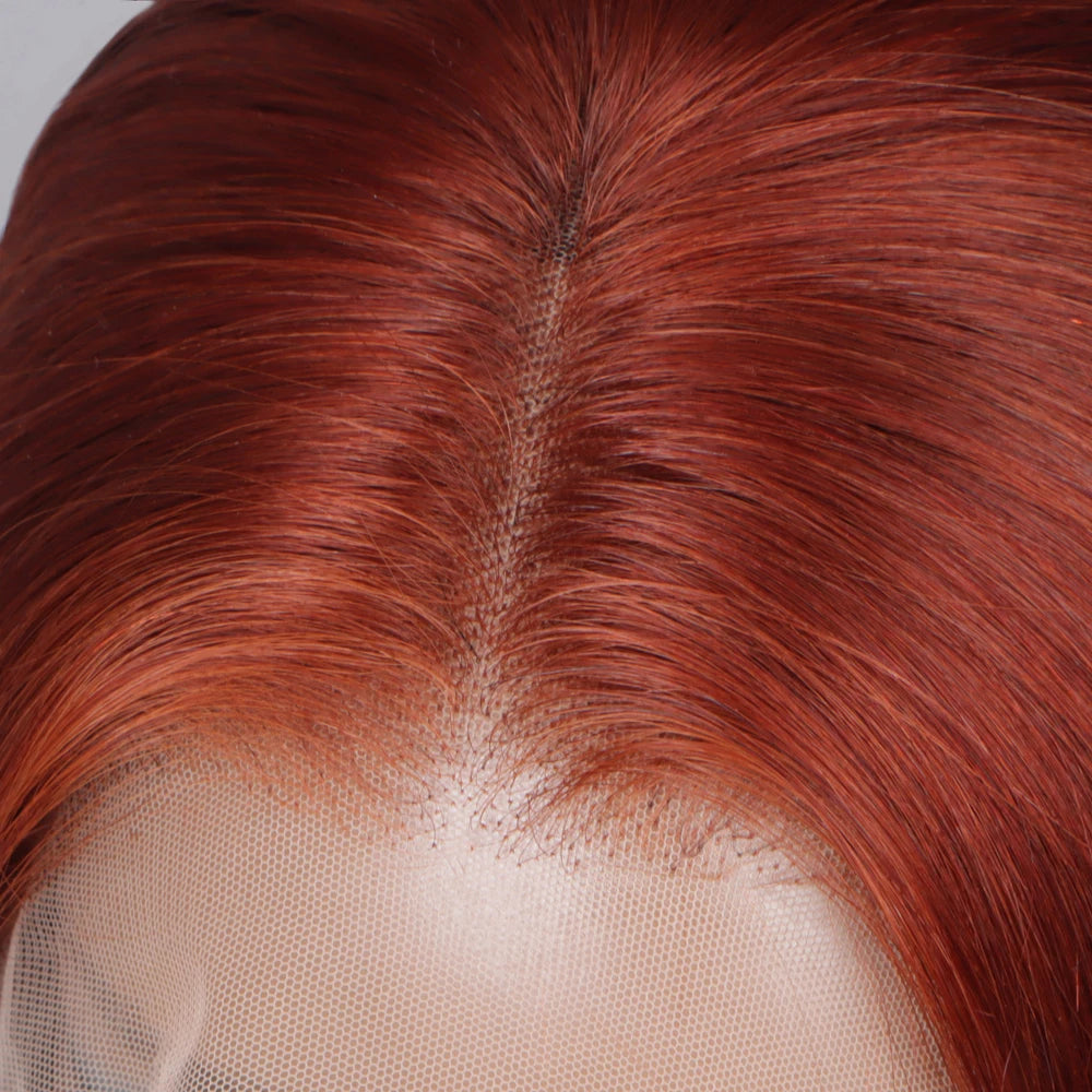 Reddish Color 13x4 Swiss lace frontal wig is made from 100% Remy human hair