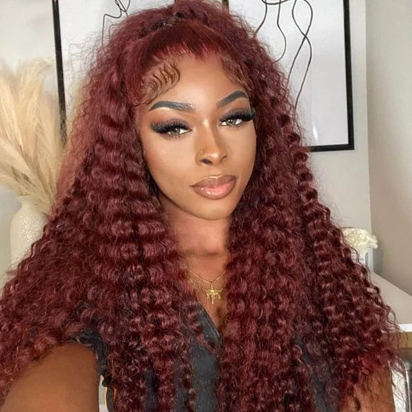 Reddish Color 13x4 Swiss lace frontal wig is made from 100% Remy human hair