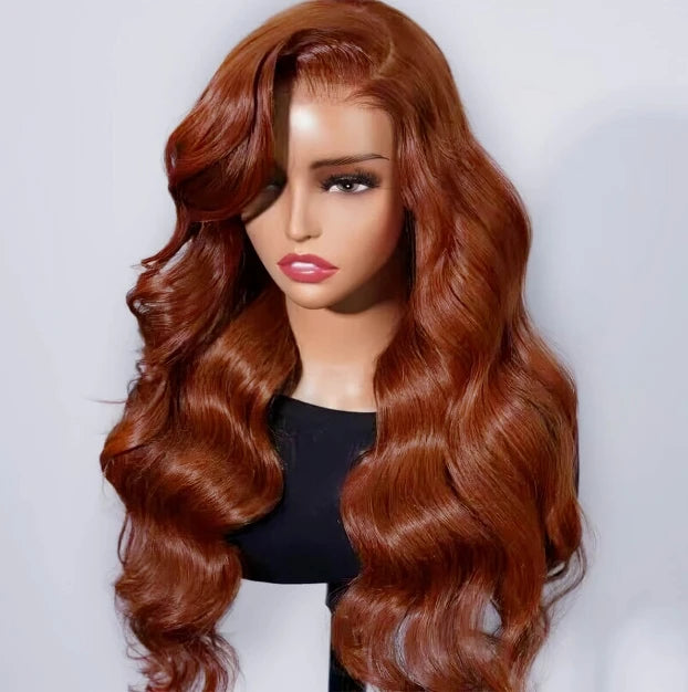 Reddish Color 13x4 Swiss lace frontal wig is made from 100% Remy human hair
