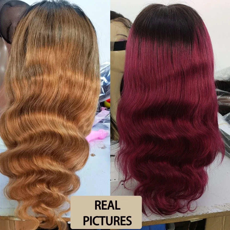 Raw Burmese Virgin Hair Ombre HD Lace Front Wig,Human Hair Body Wave