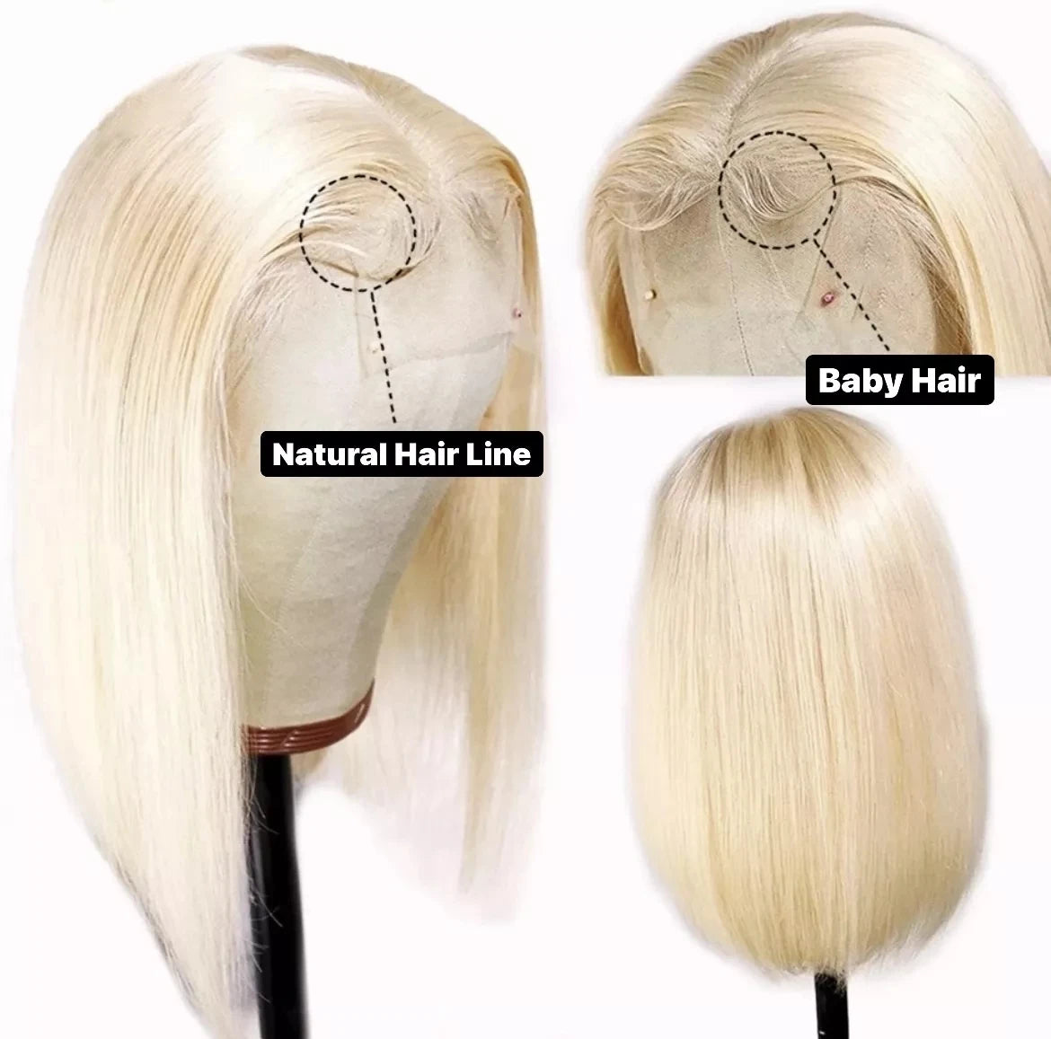 Blonde Bob Wig Human Hair 4x4 Lace Front Wig Short Straight