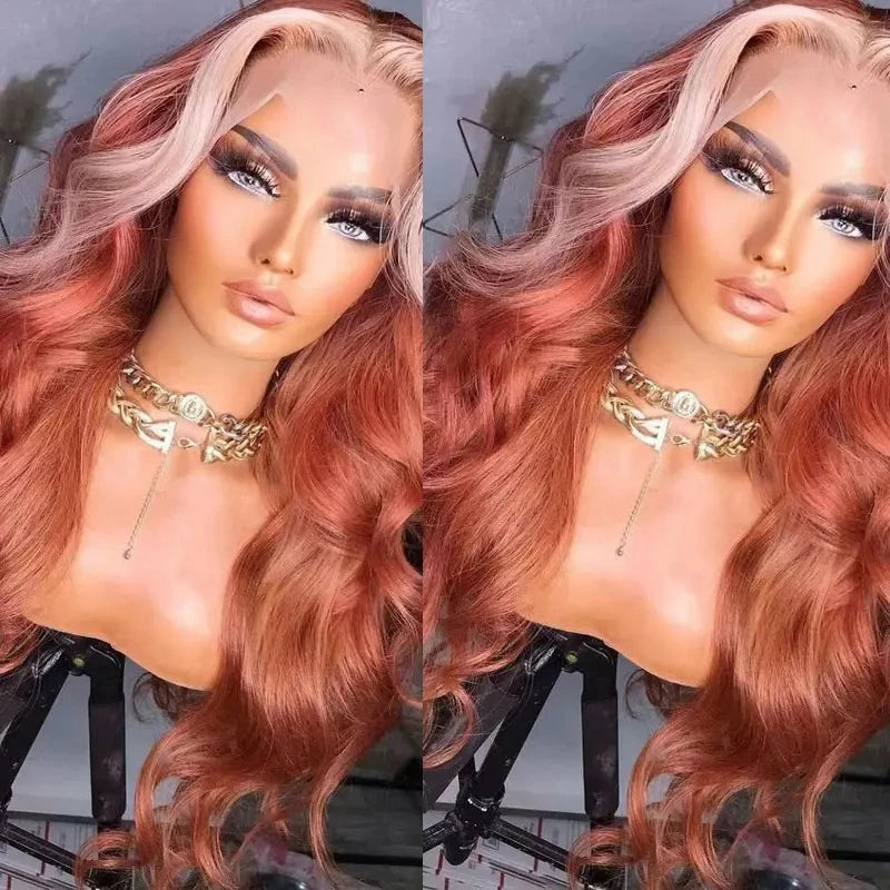 Dark Blond Double Drawn Remy Human Hair HD Lace Frontal Wig With Bang