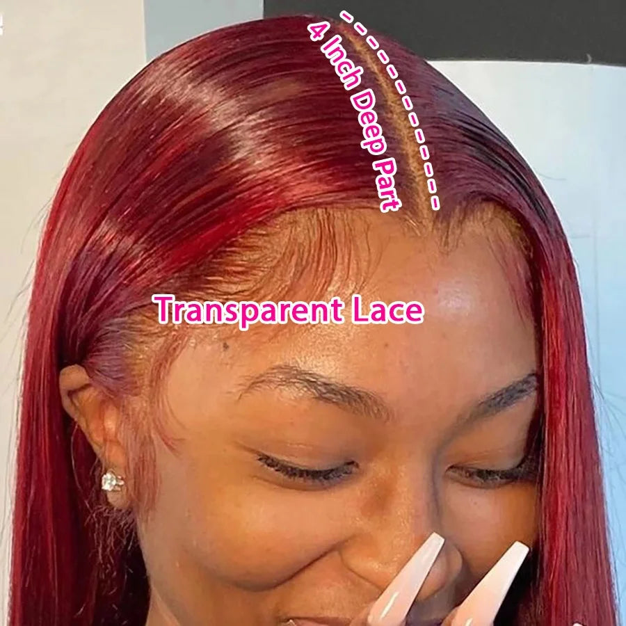 Burgundy 13x4 13x6 Transparent HD Vietnamese Raw Hair Lace Frontal Wig