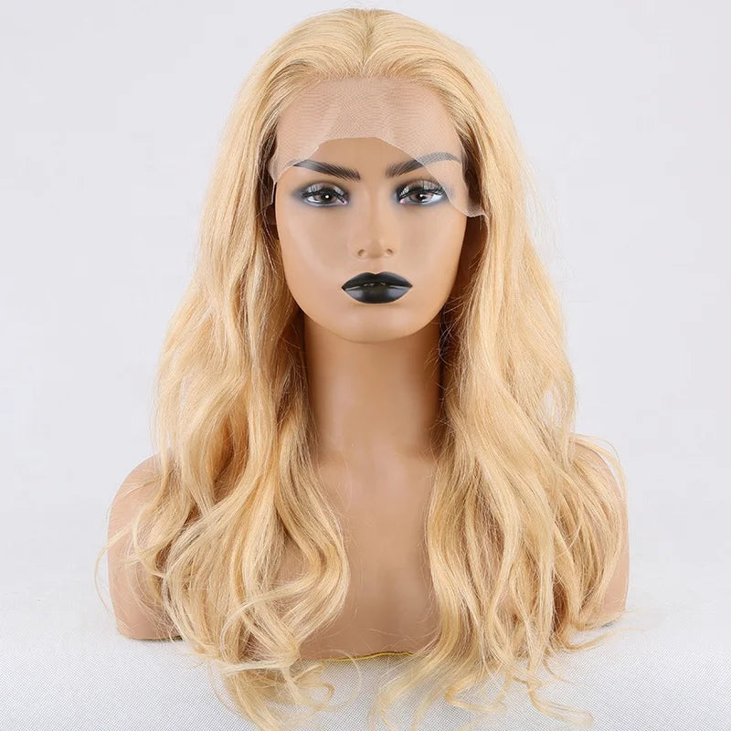 Transparent HD Full Lace Wavy Blonde Cuticle Aligned Virgin Brazilian Hair Wig