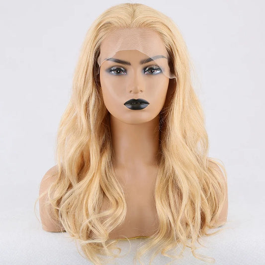 Transparent HD Full Lace Wavy Blonde Cuticle Aligned Virgin Brazilian Hair Wig