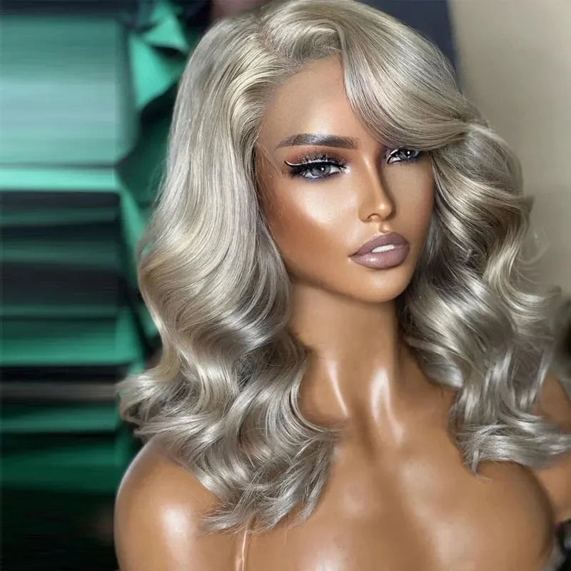 Dark Blond Double Drawn Remy Human Hair HD Lace Frontal Wig With Bang