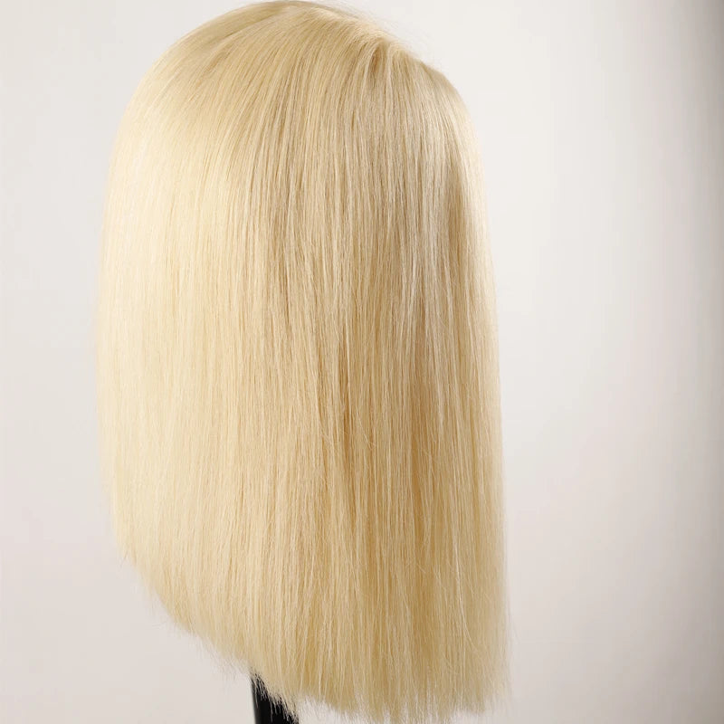 Blonde Bob Wig Human Hair 4x4 Lace Front Wig Short Straight