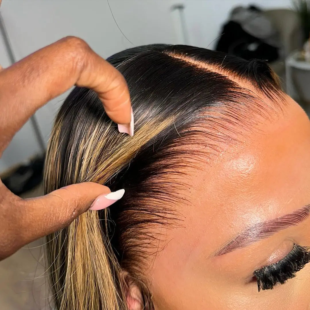 Highlight Glueless Human Hair Pre-Plucked Straight 13x6 HD Lace Front