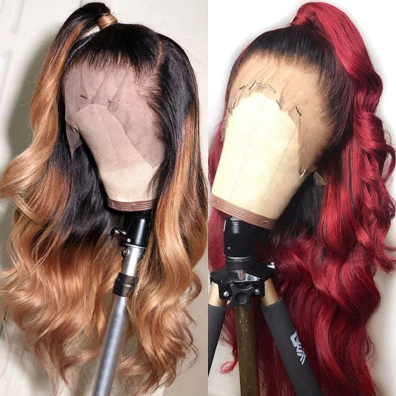 Raw Burmese Virgin Hair Ombre HD Lace Front Wig,Human Hair Body Wave