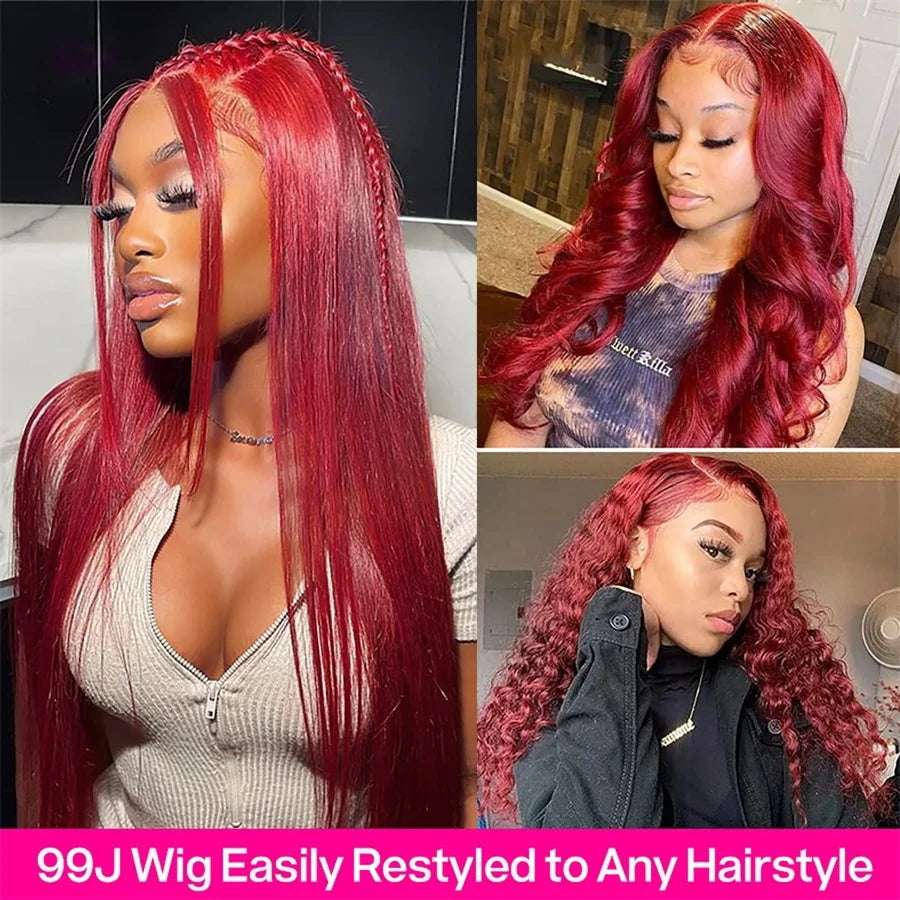 Burgundy 13x4 13x6 Transparent HD Vietnamese Raw Hair Lace Frontal Wig