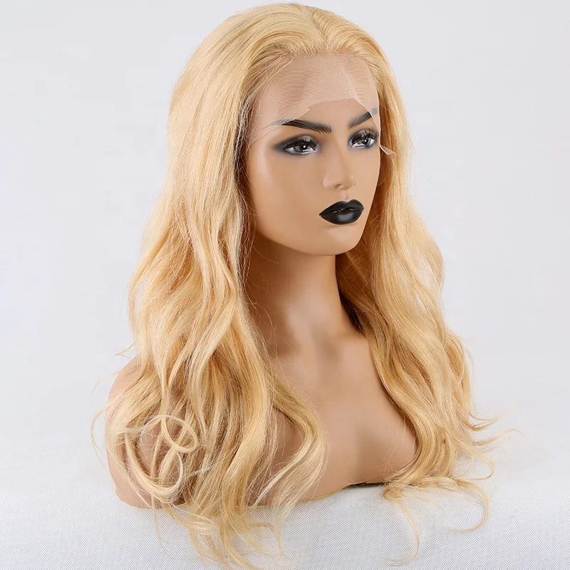 Transparent HD Full Lace Wavy Blonde Cuticle Aligned Virgin Brazilian Hair Wig