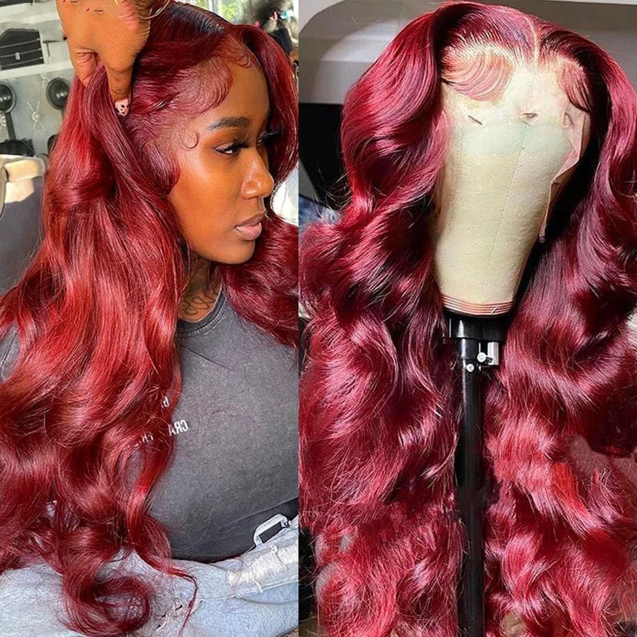 Burgundy 13x4 13x6 Transparent HD Vietnamese Raw Hair Lace Frontal Wig