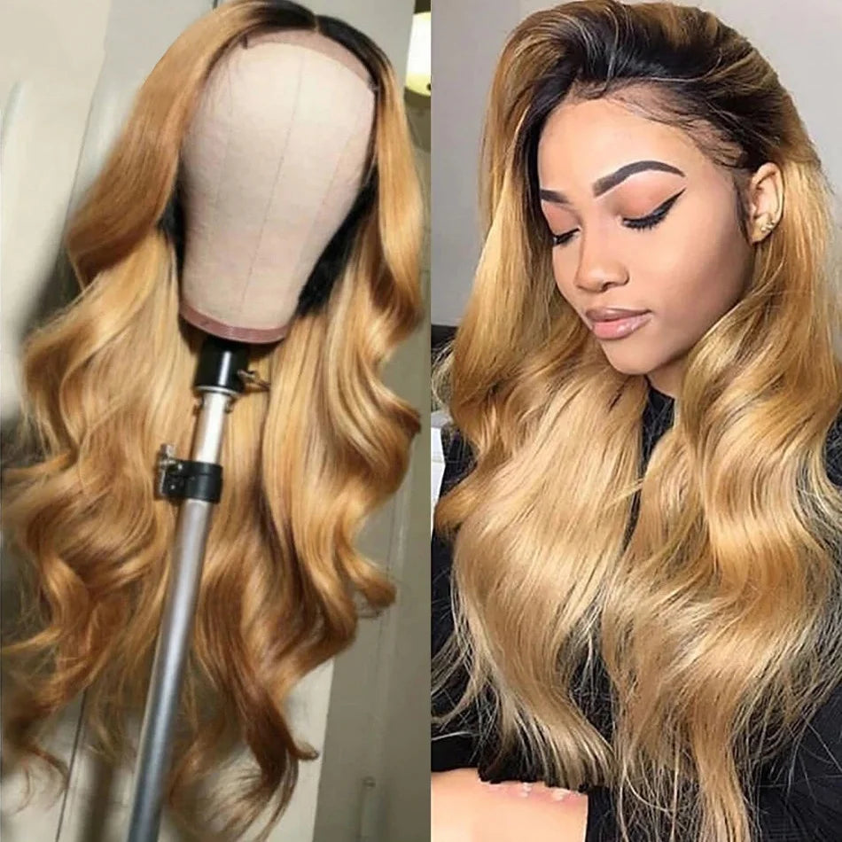 Raw Burmese Virgin Hair Ombre HD Lace Front Wig,Human Hair Body Wave