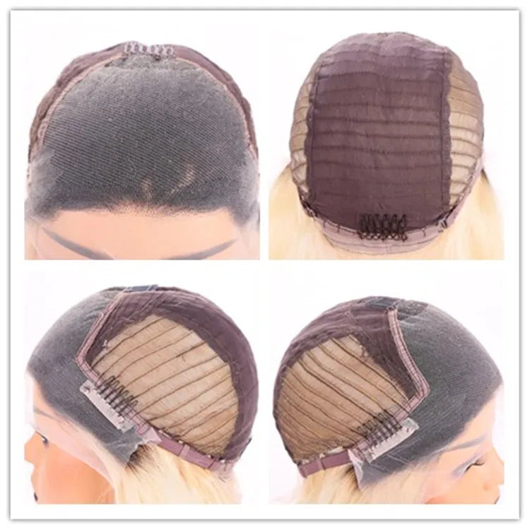 Yellow Body Wave Dark Roots Swiss Transparent Lace Brazilian Remy, 150% Density