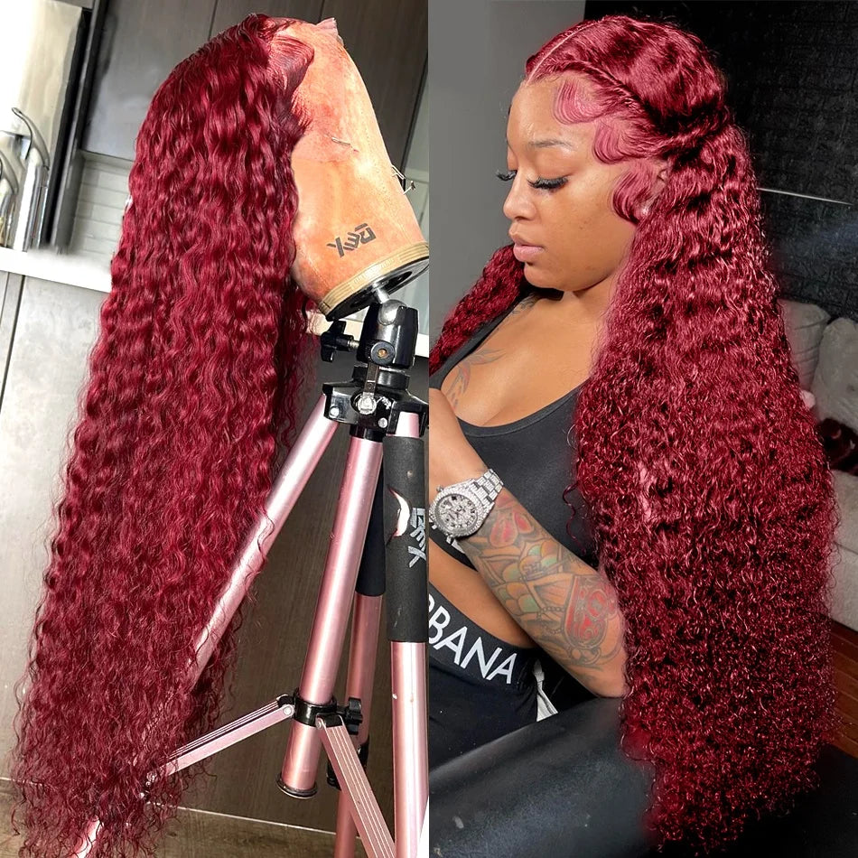 Burgundy 13x4 13x6 Transparent HD Vietnamese Raw Hair Lace Frontal Wig