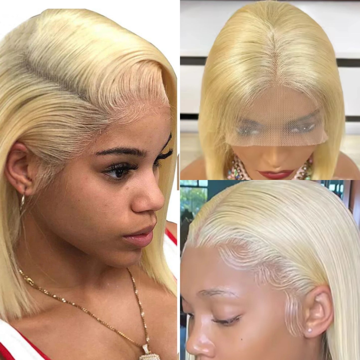 Blonde Bob Wig Human Hair 4x4 Lace Front Wig Short Straight
