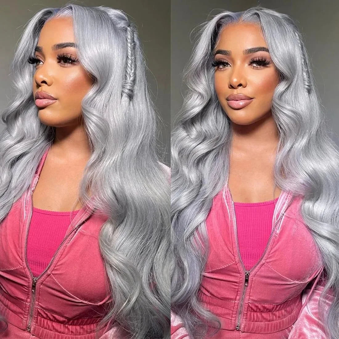 Grey Body Wave Raw Indian Human Hair Invisible 13x6 HD Lace Frontal Wig